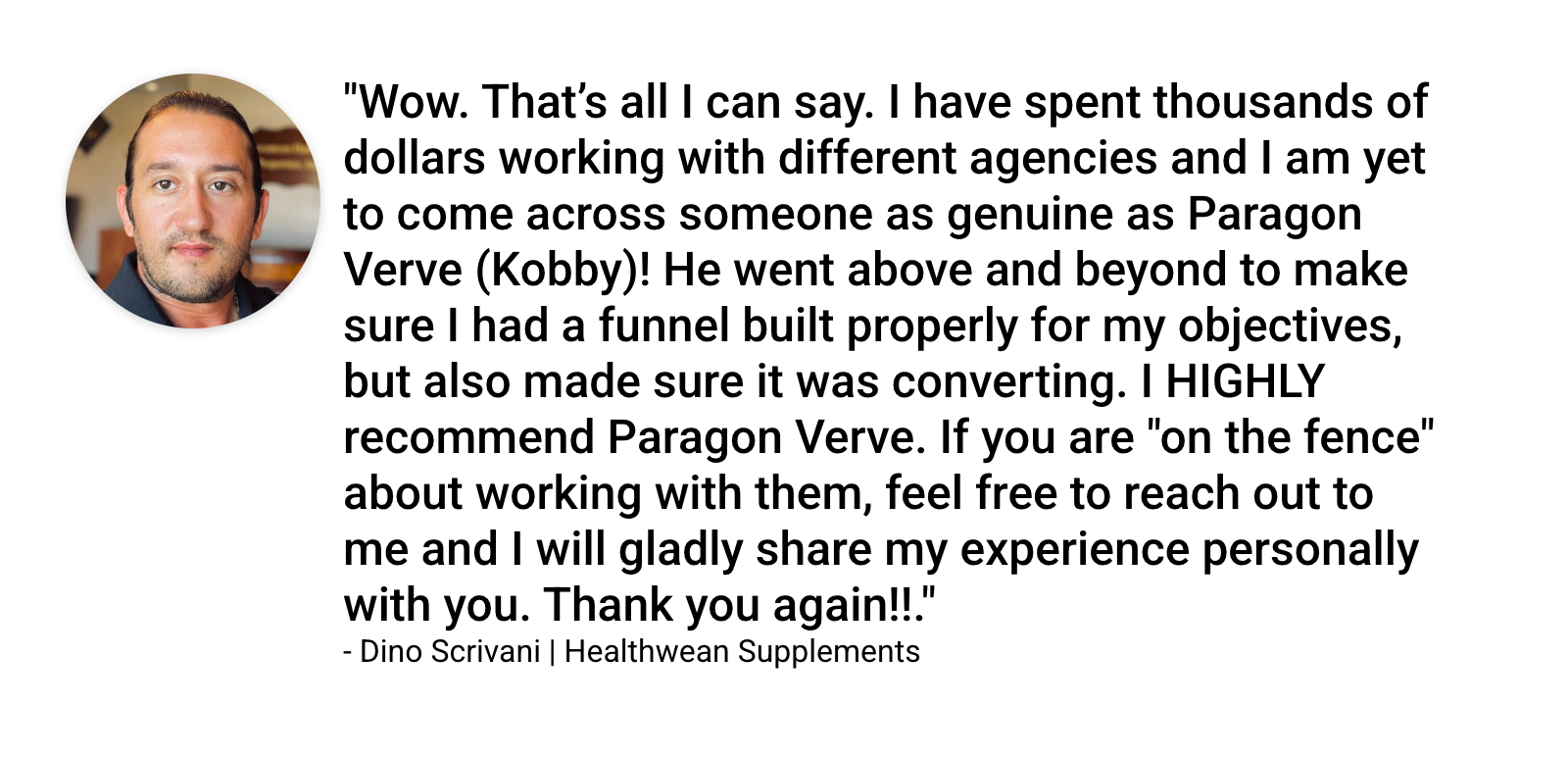 Client review describing content response and personal experience.