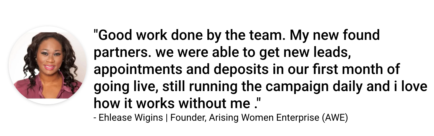 Client review from Ellease about campaign support and running campaigns daily.